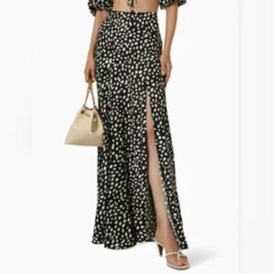 Rumer Women's Black & White Catalina Maxi Skirt, High Slit, Size MED